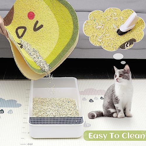Bienbee Cat Litter Mat, Cat Litter Mat Litter Trapping Mat Easy to Clean, Durbable Litter Box Mat, Unique Graphic Design Cat Mats for Litter