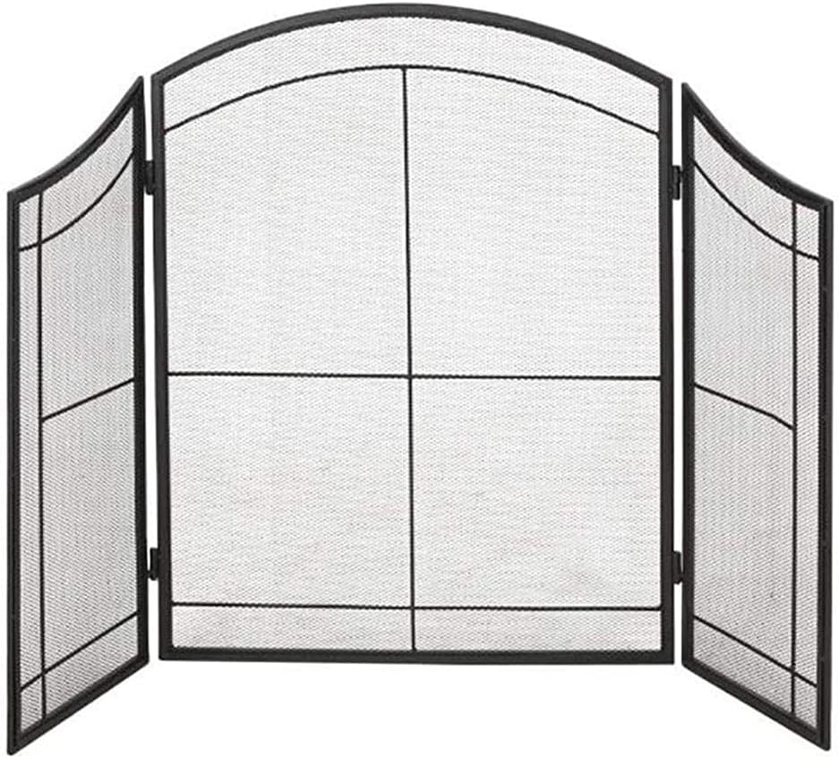 Foldable 3-Panel Fireplace Screen with Door - Child-Friendly Spark Guard for Safe Hearth Protection (28"x24"x32") - Durable Fire Safety Barrier for Home Decor