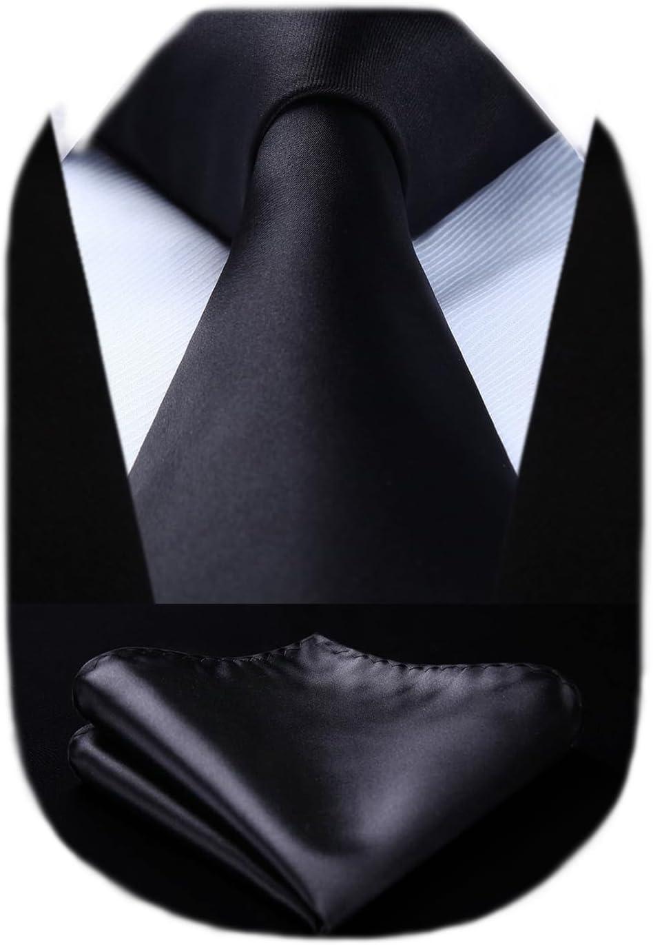 HISDERN Men's Solid Tie Handkerchief Set Wedding Party Formal Classic Ties & Pocket Square Sets Gifts Necktie for Men