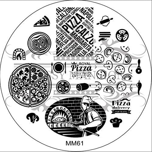 MESSY MANSION MM61 Nail Art Stamping Plate - Pizza