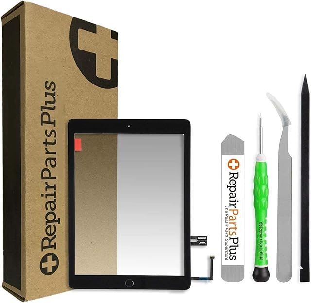 Repair Parts Plus for iPad 6 (6th Gen 2018) Screen Replacement Glass Touch Digitizer Premium Kit (9.7", 2018 - A1893 | A1954) + Home Button, Tools, Adhesive - Black