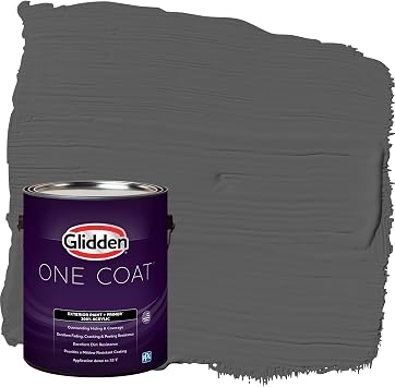 Glidden One Coat 1 gal. Knights Armor/Gray Semi-Gloss Exterior Paint with Primer