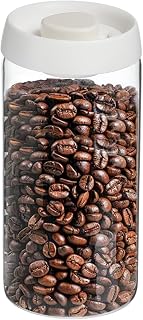 sourcing map Contenedor de café al vacío, 1800 ml/1,701.0 g, recipiente de almacenamiento de granos de café de vidrio con tapas para especias, galletas, té de hojas sueltas, color blanco