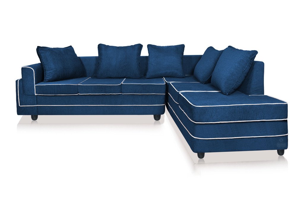 Spaces Therapy Cardiff L-Shape Right 5 Seater Sofa Set for Home (Navy Blue) For Hall Living Tv Guest Room Home Furniture Sofas Trending Shape With Comfort Designed For Home Star Hotels & Corporate Office