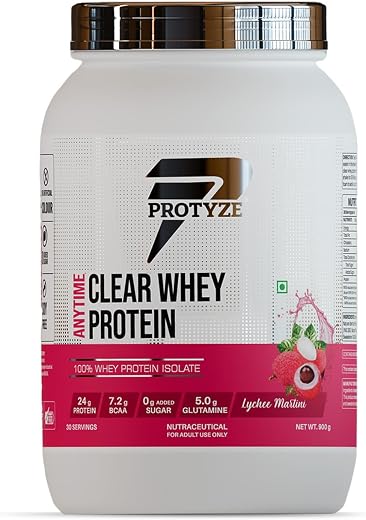 Protyze Anytime Clear Whey Protein Isolate | 24g Protein Per Scoop | Lychee Martini, 30 Servings | ISO &amp; HACCP Certified |...