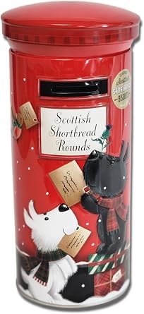 Christmas Shortbread Biscuits in a Unique Shaped Reusable Novelty Tin Box Xmas Cookies Treats for the Holiday Season Mail Box