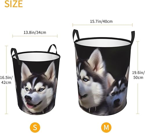 Miniatura 2 de Cesta de lavandería para perro Husky impermeable, cesta de ropa sucia, plegable, con asas, cesta de lavandería independiente para baño, dormitorio,