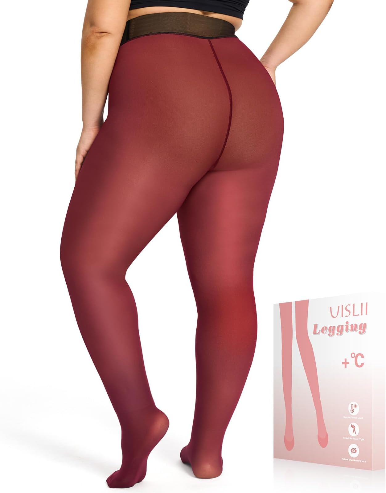Plus Size Fleece Lined Tights Women,Warm Pantyhose Leggings Women,Fake Translucent Thermal Skin Colored Tights Winter.