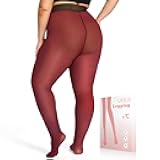UISLII Plus Size Fleece Lined Tights Women,Warm Pantyhose Leggings Women,Fake Translucent Thermal Skin Colored Tights Winter.