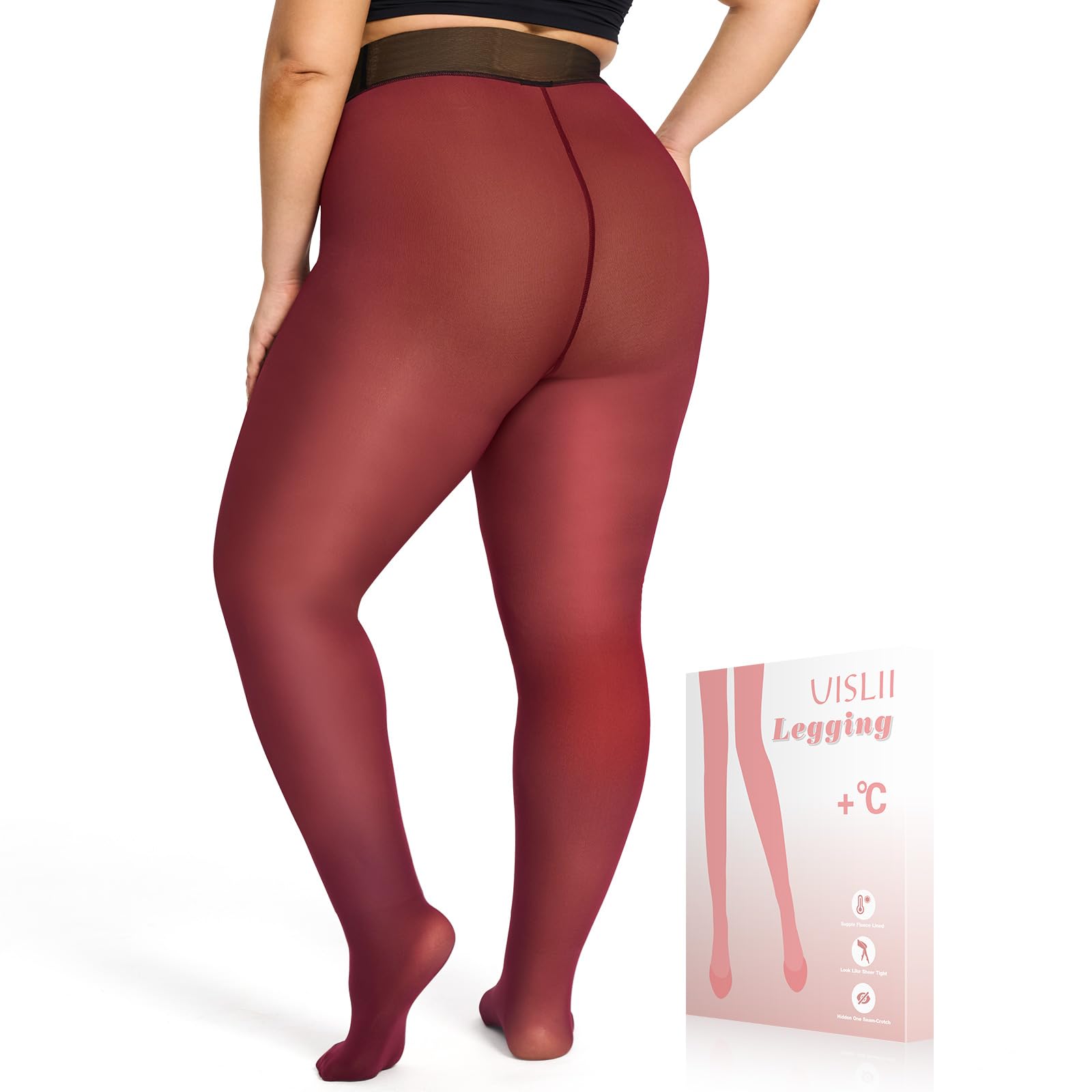 Plus Size Fleece Lined Tights Women,Warm Pantyhose Leggings Women,Fake Translucent Thermal Skin Colored Tights Winter.