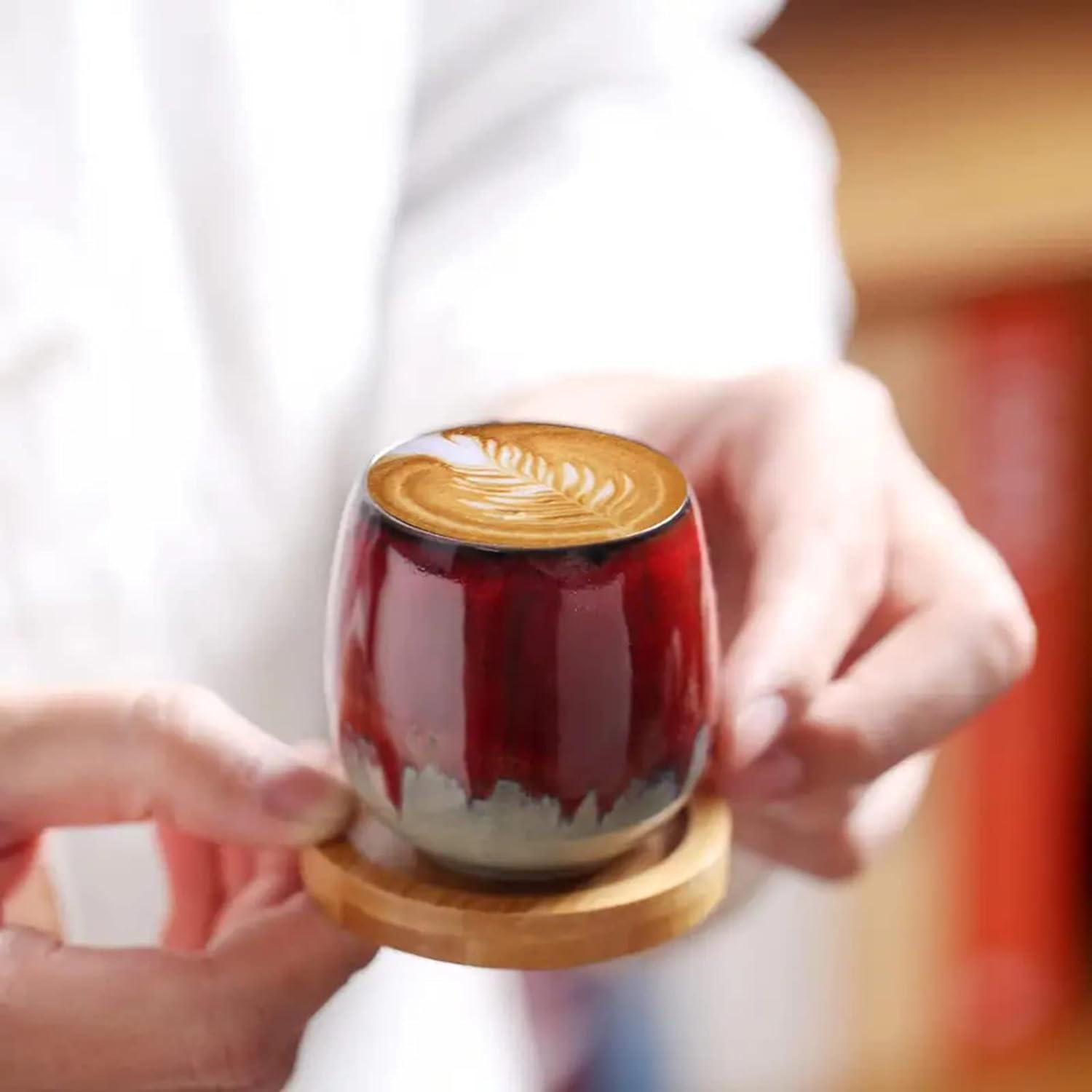 ERBO Set van 2 espressokopjes, 70 ml, premium espressokopjes met handvat, mini-theekop, koffiekop van keramiek, kleine espressokopjes, espresso- en mokkatassen, koffiekopjes voor espresso, thee, blauw