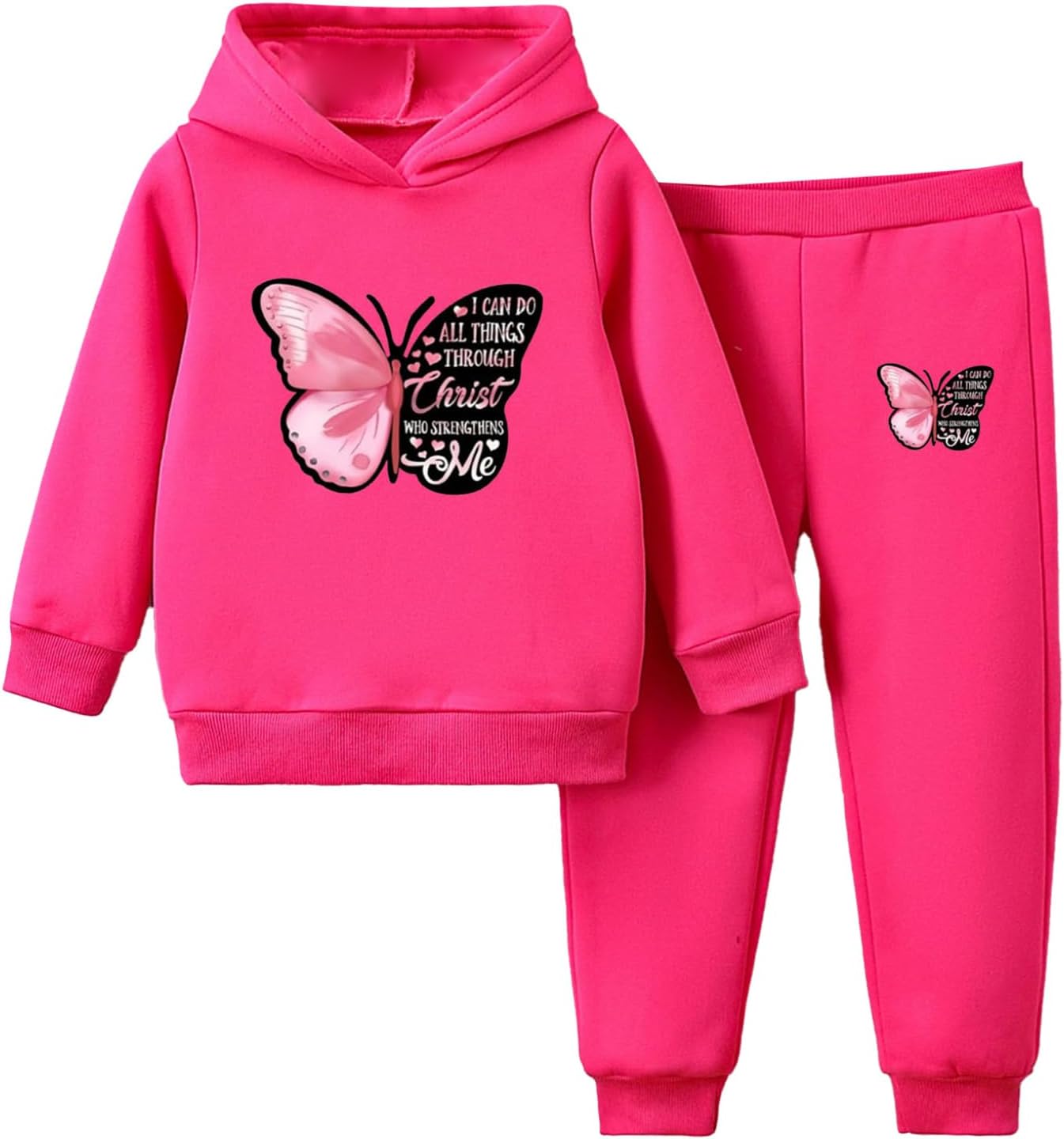 Hansber Kids Girls Hoodies Tracksuit Sweatsuit Pullover Hooded Sweatshirt and Jogger Pants 2 Piece Sports Set