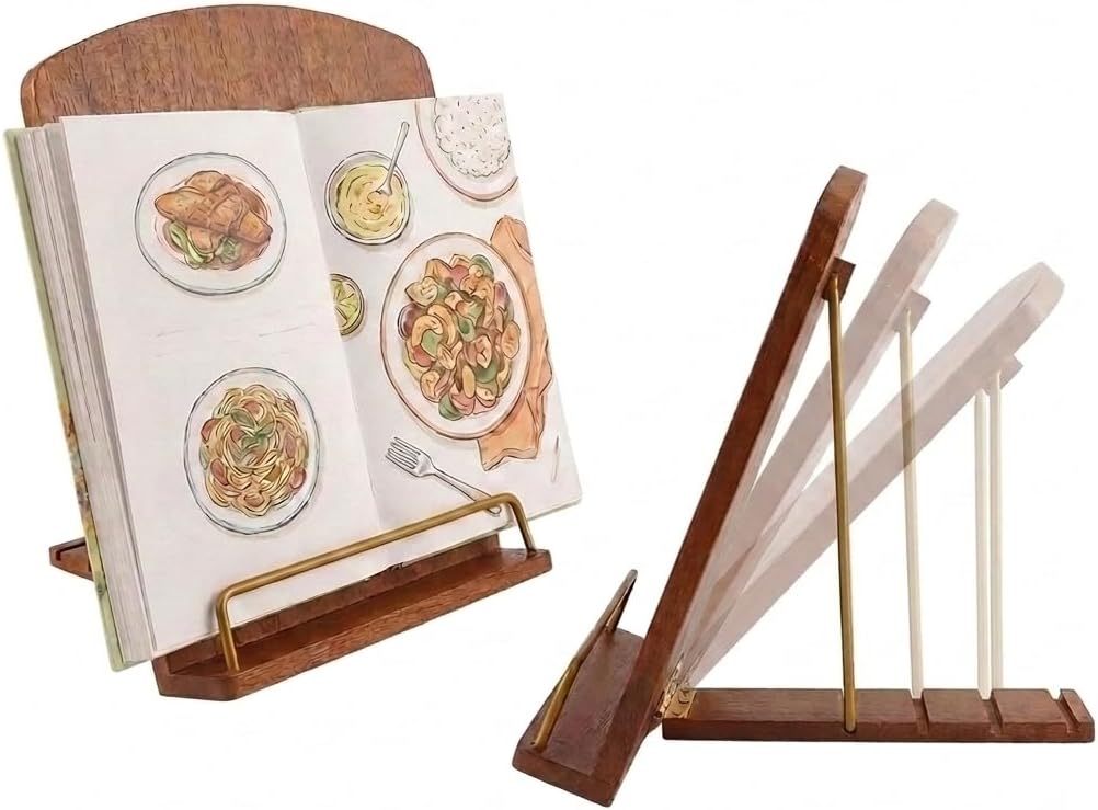Wooden Cookbook Stand Set, Recipe Book Holder