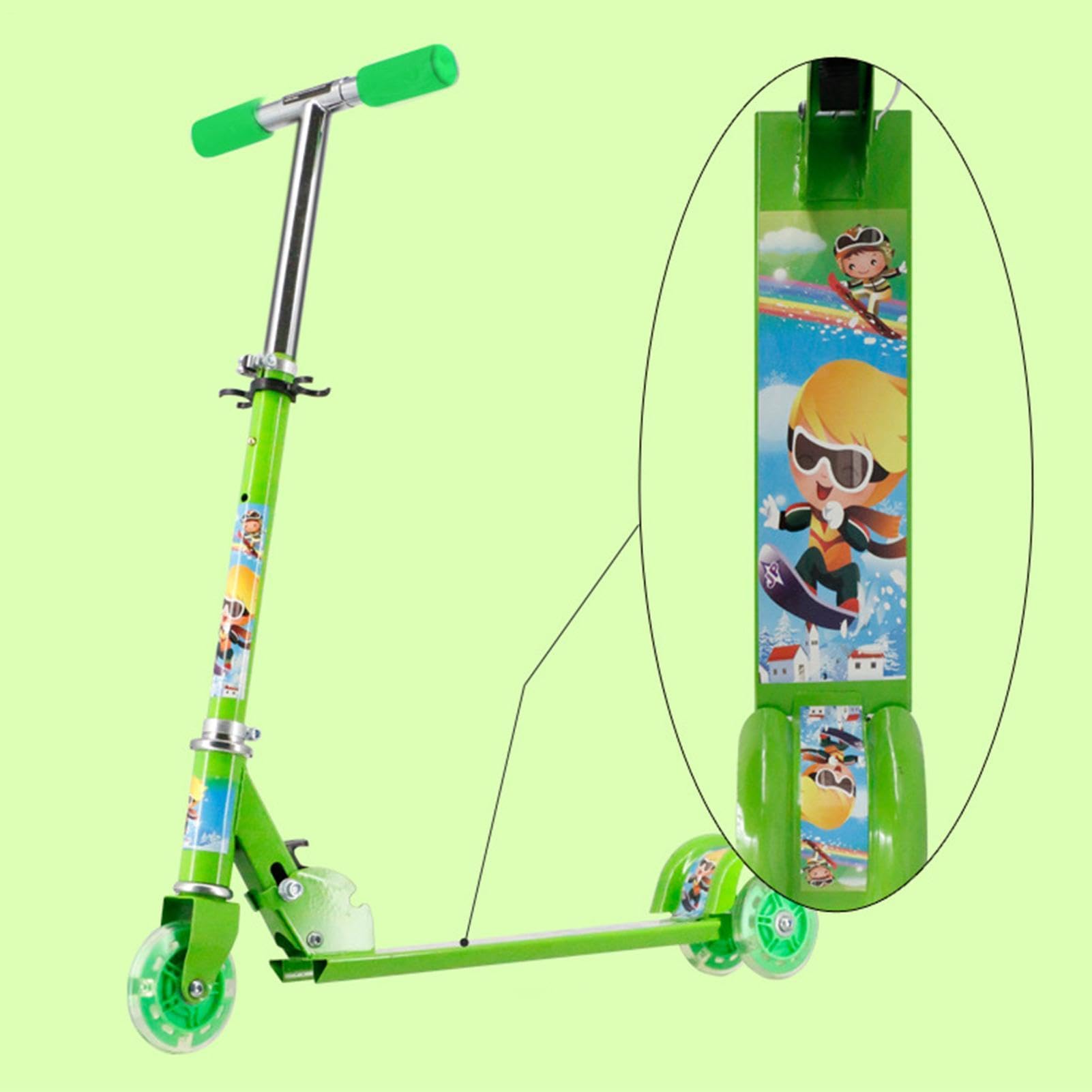 Monopattino A Spinta Per Bambini Giocattolo Pieghevole Con Ruote LED | Monopattino Sportivo Leggero Per Sport All'Aperto Passeggiate Parchi Viaggi Campeggio Vacanze Ragazzi Adolescenti Età 3-10