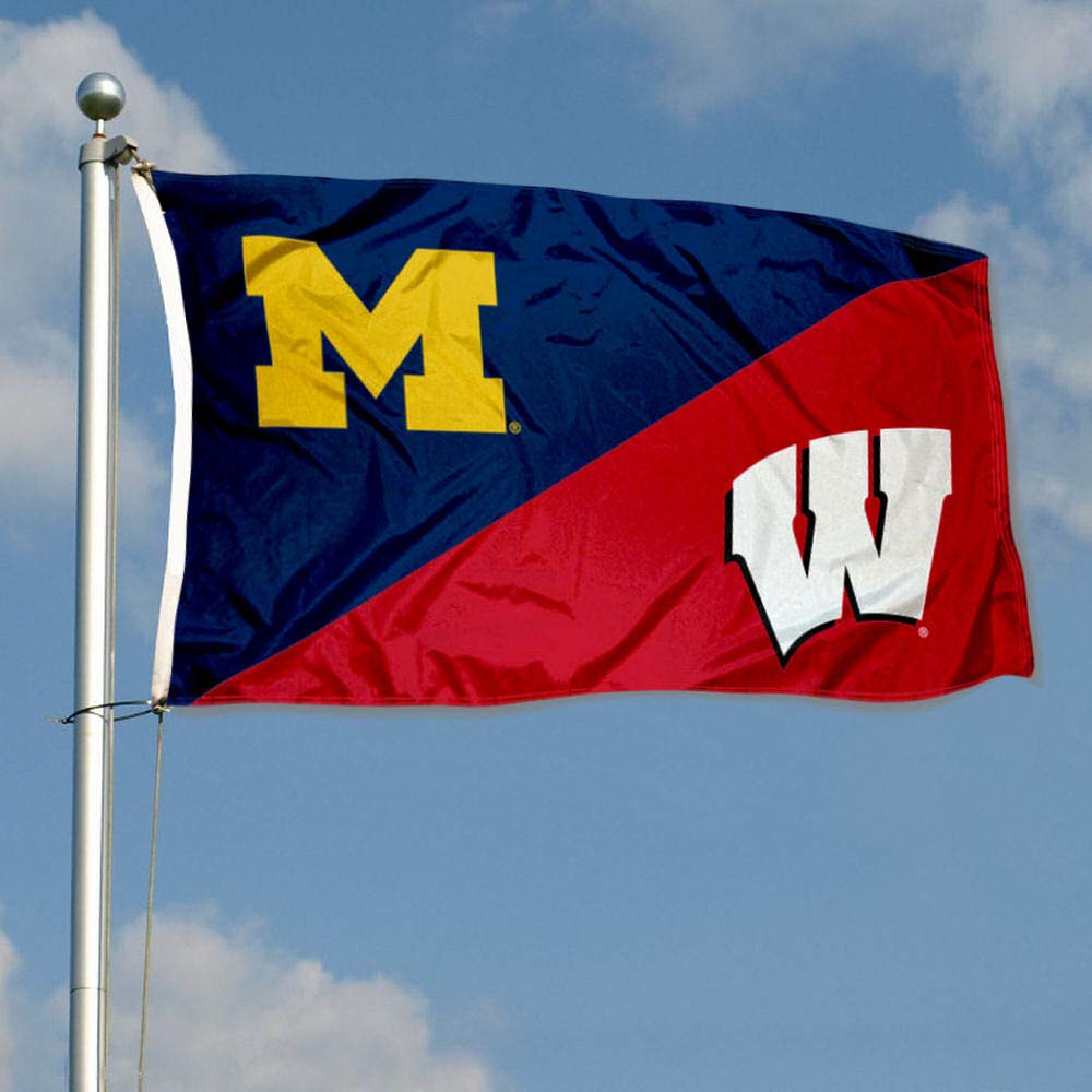 Michigan Vs Wisconsin House Divided 3x5 Flag - Officially Licensed College Rivalry Banner
