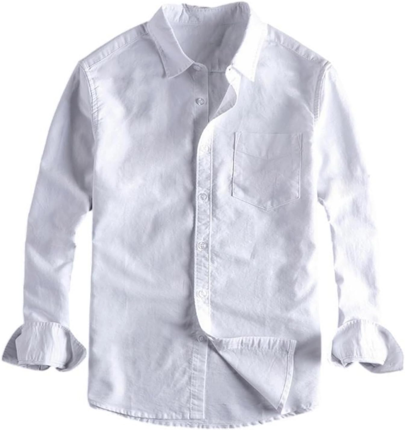 Men's Oxford Cotton Long Sleeve Shirt Regular Fit Washed Breathable