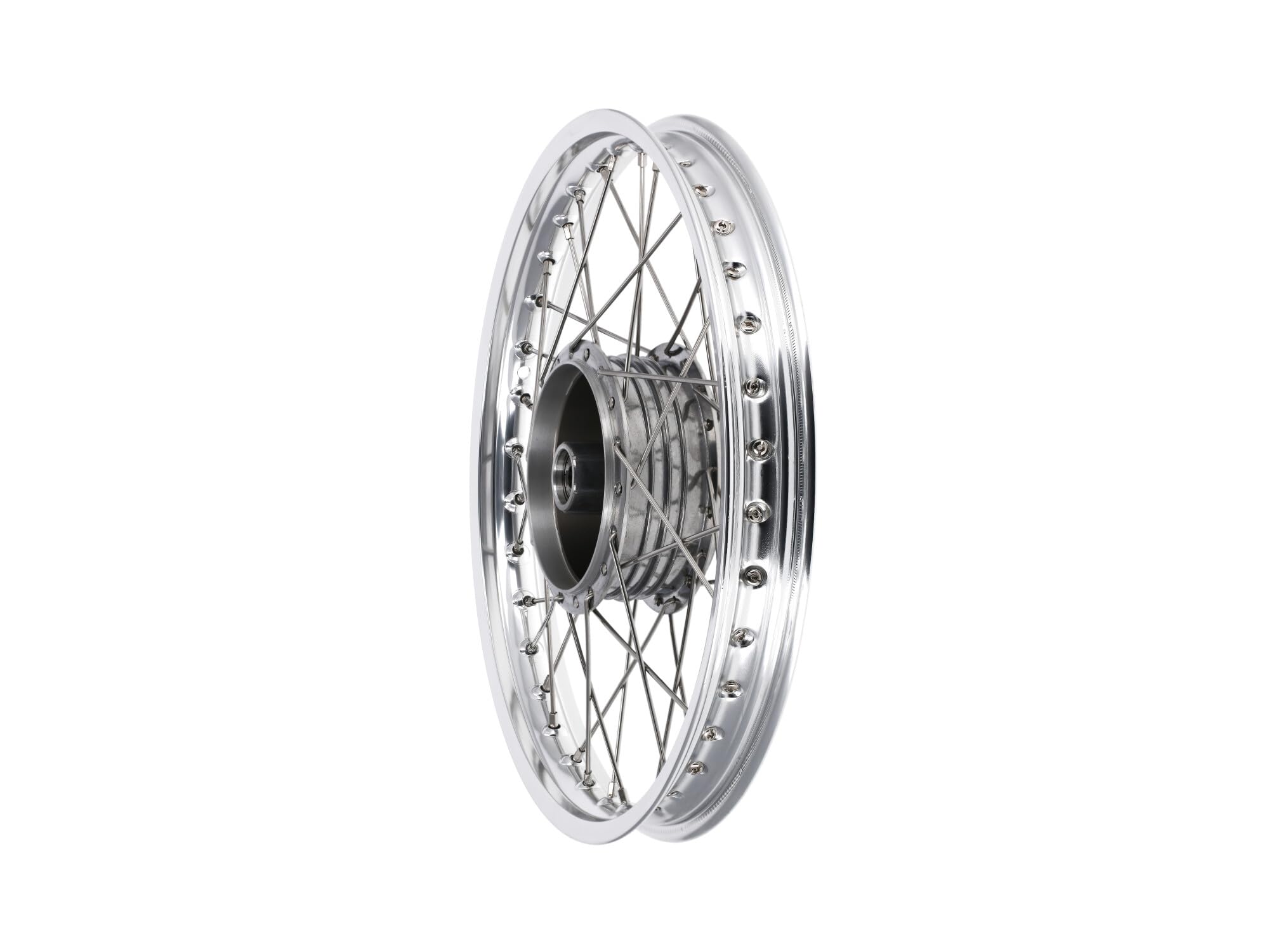 Set: 2x Speichenrad 1,5 x 16" Alufelge poliert + Edelstahlspeichen - für Si