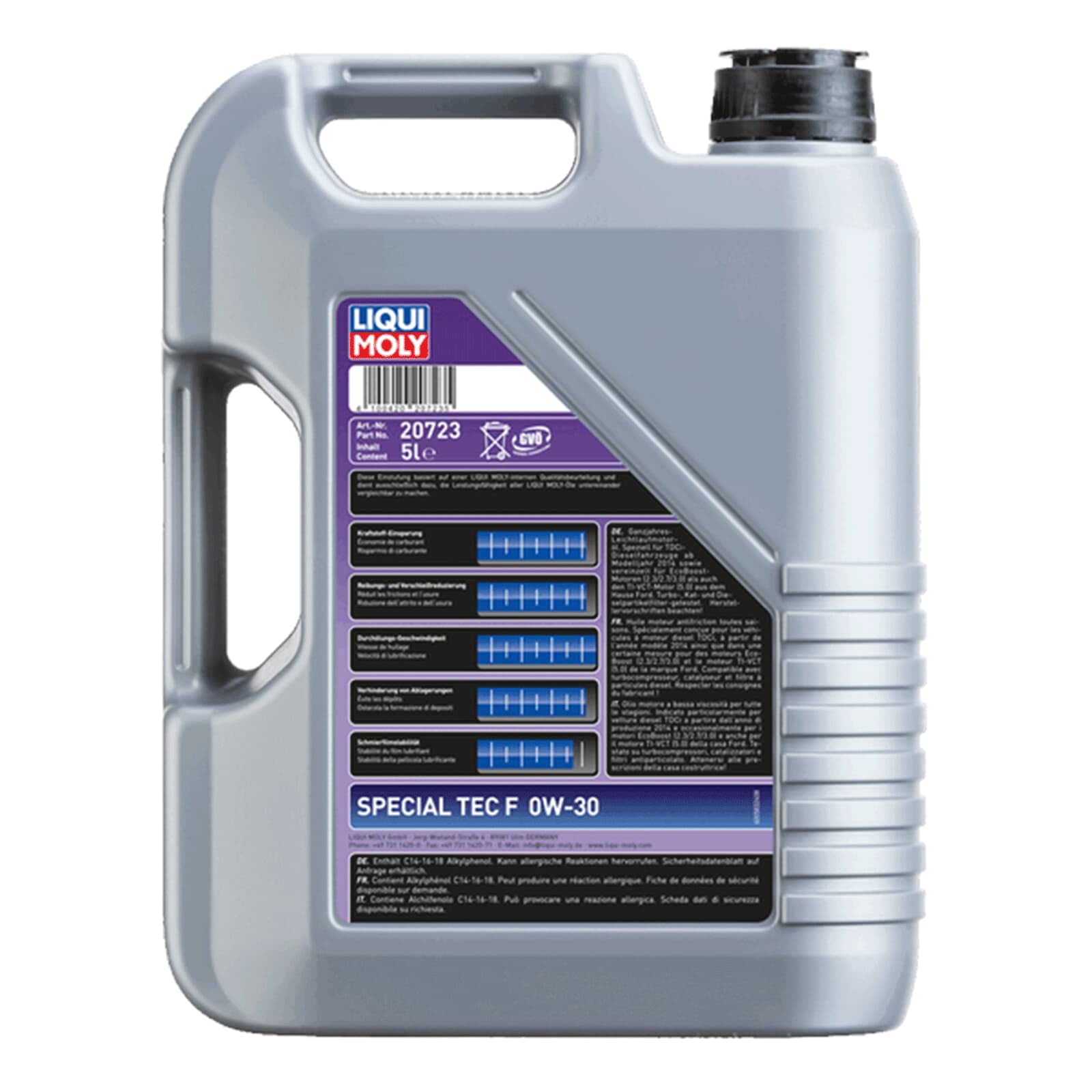 LIQUI MOLY Aceite de motor 0W-30 Special Tec ACEA C2 API SN F 5L Compatible con FORD Fiesta Mk6 Hatchback CB1, CCN, JA8, JR8, KIA RIO III UB, CITROËN C1 PM, PN, PEUGEOT 107 Hatchback PM, PN, TOYOTA