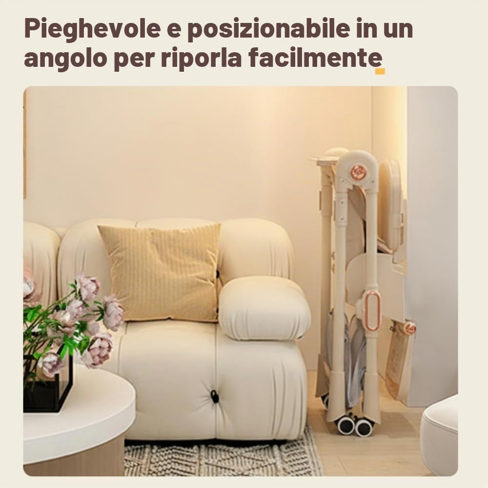 Seggiolone convertibile pieghevole per neonati e bambini,cachi | Diverse posizioni di reclinazione, superficie liscia semplice da lavare