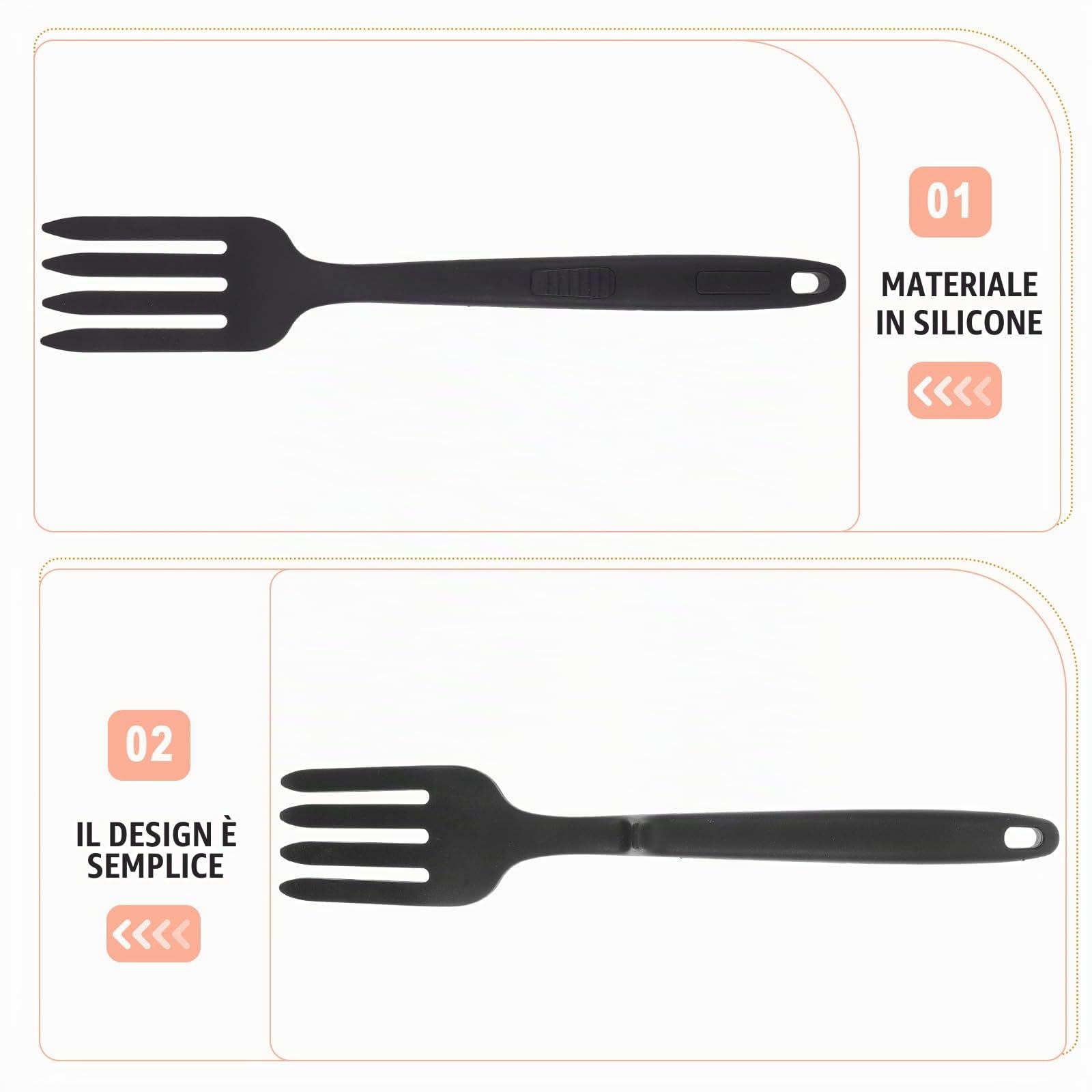 UPKOCH Forchettone Da Cucina 11.61In Forcella Grande in Silicone Riutilizzabile Ergonomica Per Servire Pasta Insalata Strumento Lavabile Per Casa Ristorante Campeggio