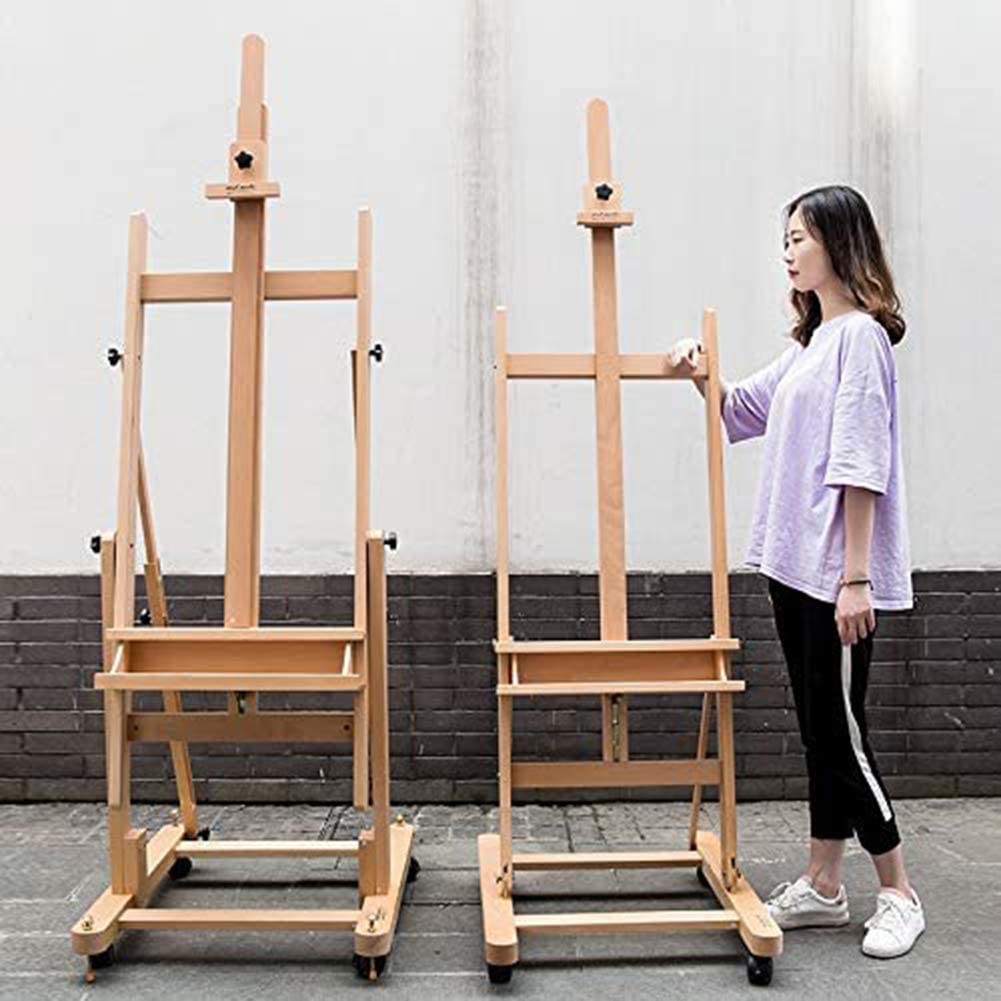 Amazon.co.jp: 木製イーゼル H型縦横油絵イーゼル 滑車で昇降