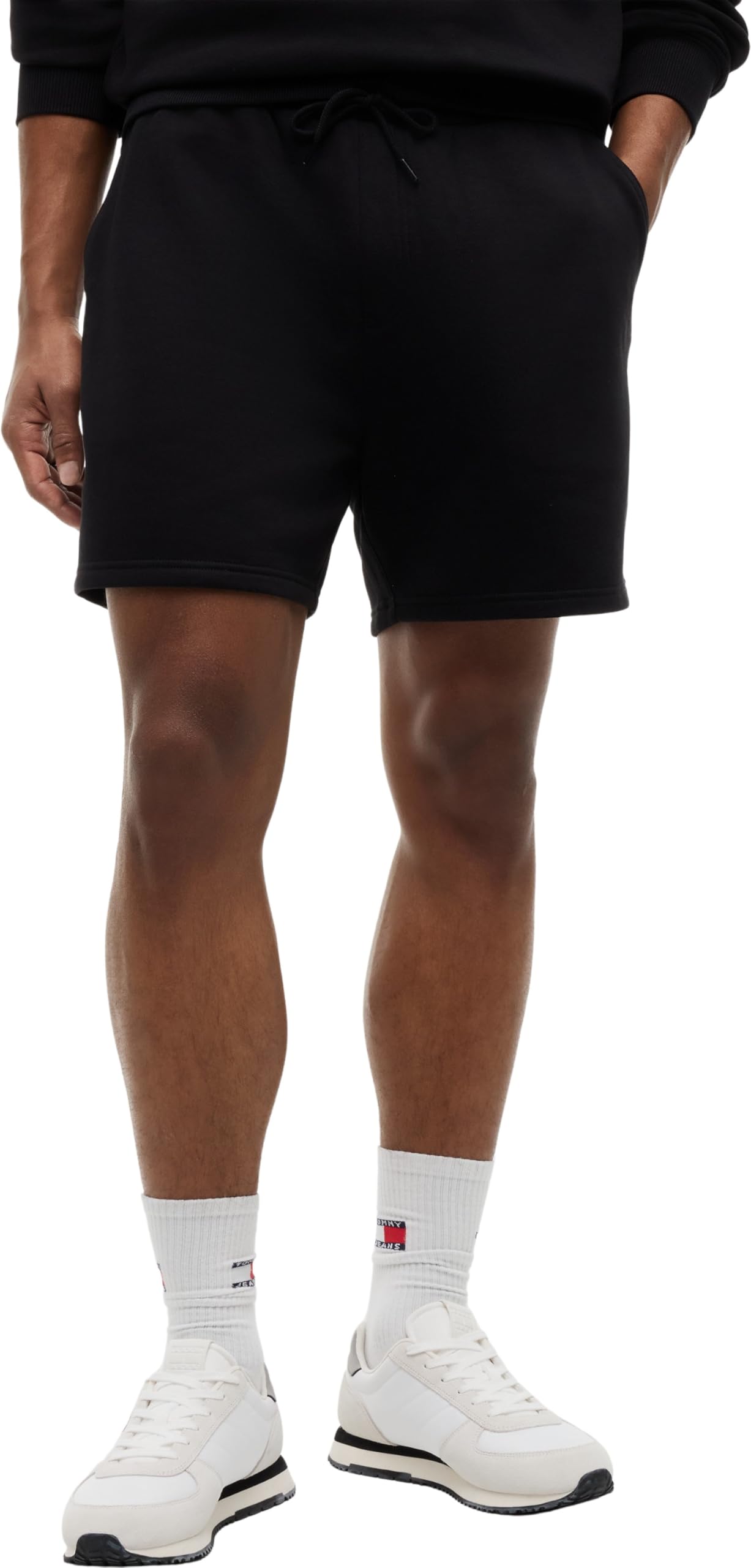 TOMMY JEANS Men’s Flag Beach Sweat Shorts with Drawstring, Black (Black), XL