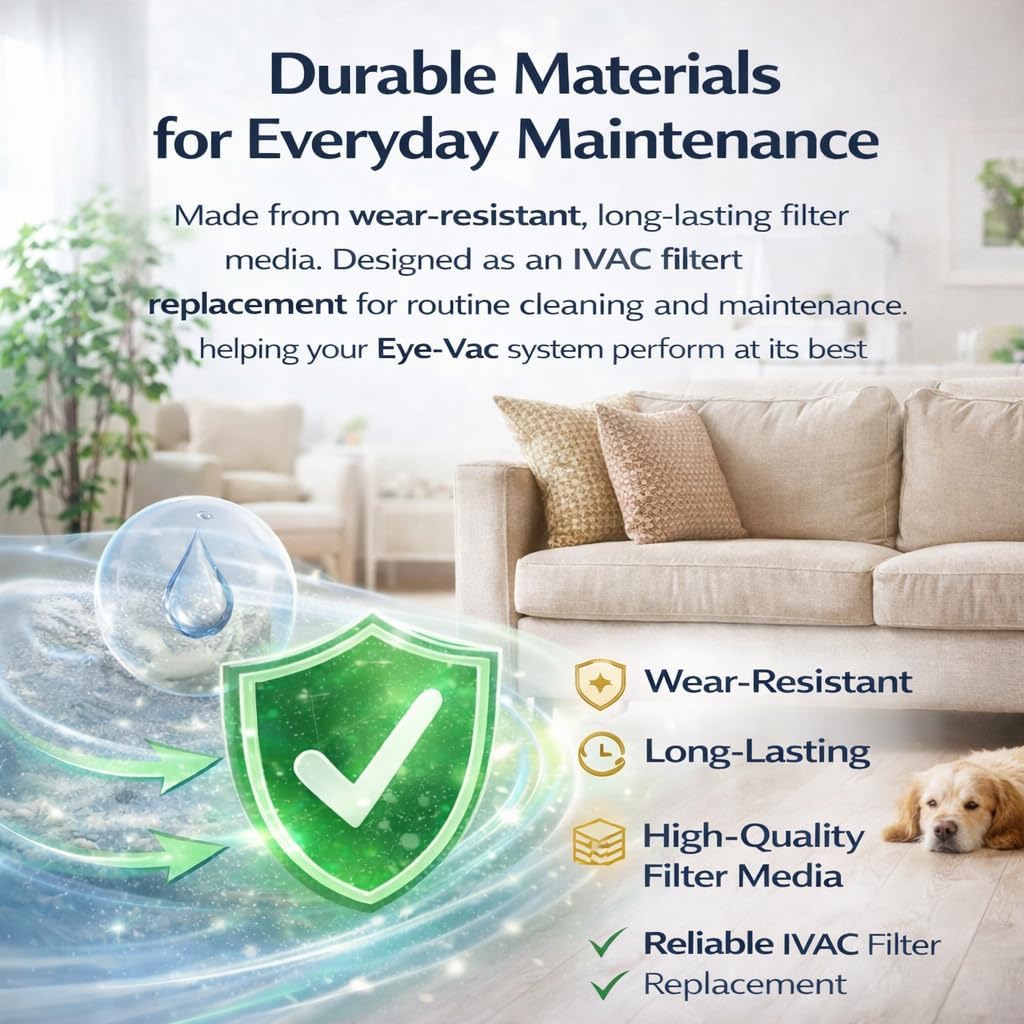 HEPA Pre-Motor Filter Replacement Compatible with EyeVac Home Pro Pet Air Plus & NeoVac Elite, Compare to EV-PMF, 4 Pack with Brush