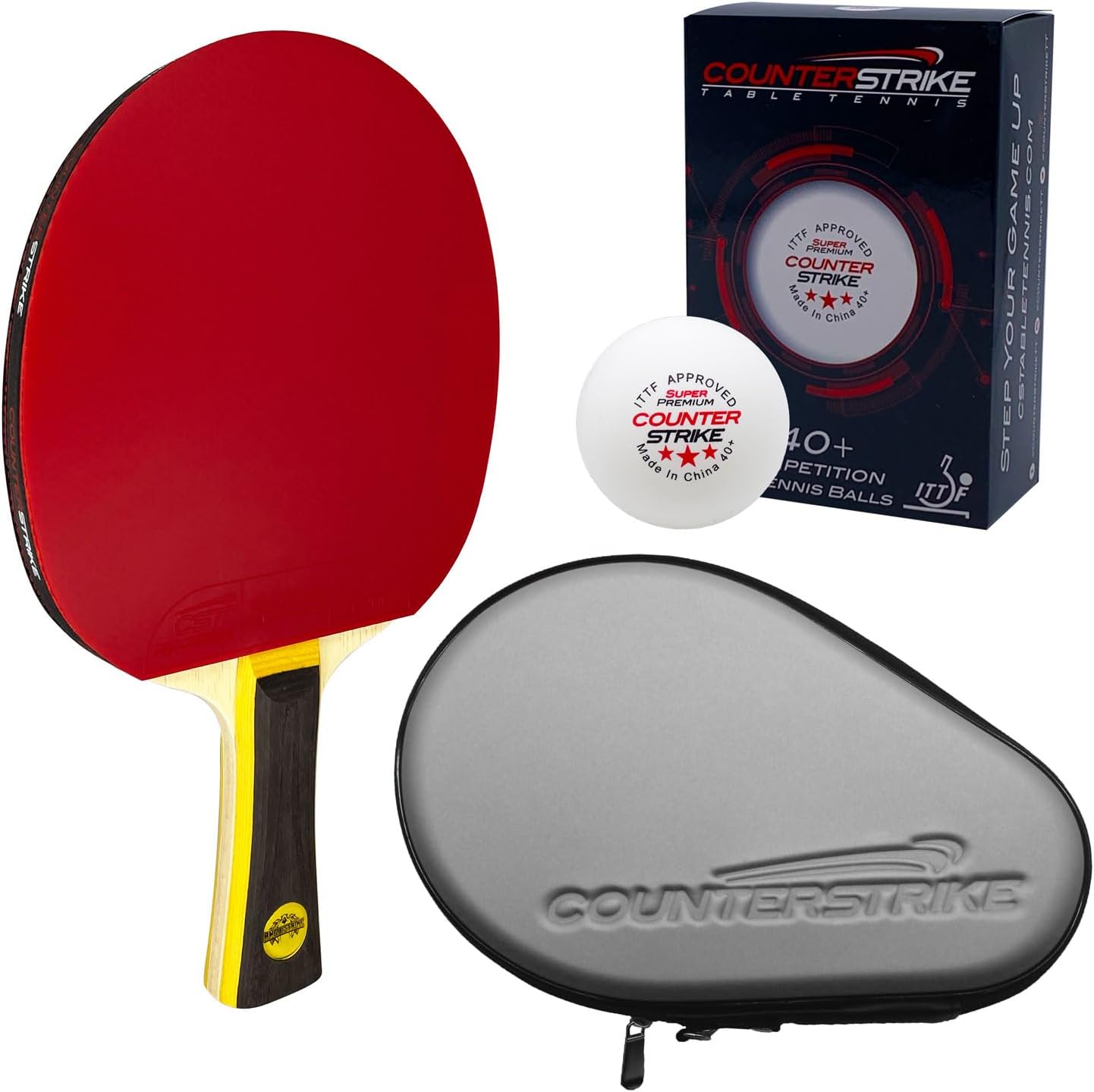 Angel Strike Paddle Bundle (Includes Hard Case & 6 Balls) | CounterStrike Table Tennis | Ping Pong Paddle | Offensive Table Tennis Paddle | ITTF Approved | Ping Pong Set