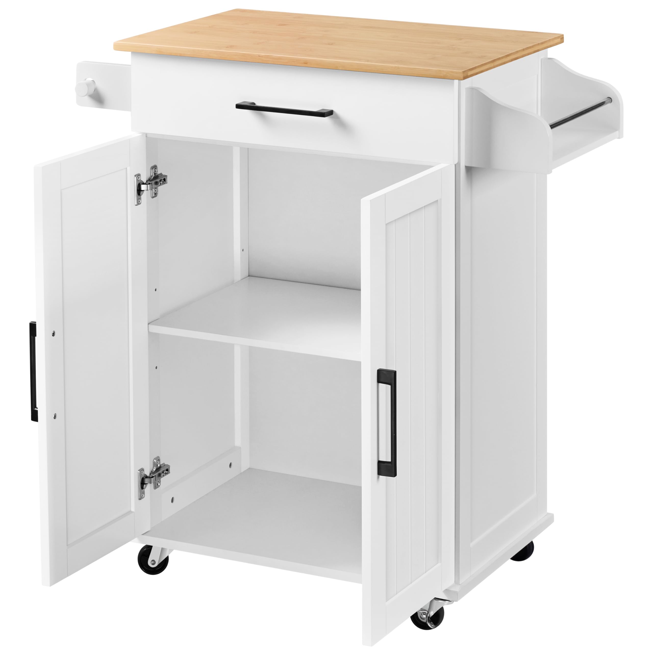 Yaheetech Carro de Cocina con Ruedas Carrito Servicio 60x40x88,5cm Blanco | Estantería de Cocina Madera para Comedor Salón