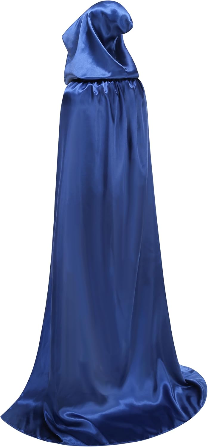 Colorful House Unisex Hooded Full Length Robe Christmas Halloween Cloak Party Costume Cape（Navy Blue，51.2''