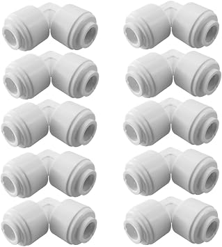 1/4 RO Tubing Elbow Connector 90 Degree 1/4 Push To Connect Fittings For RO/DI Water Filter System/Aquarium Pack Of 10