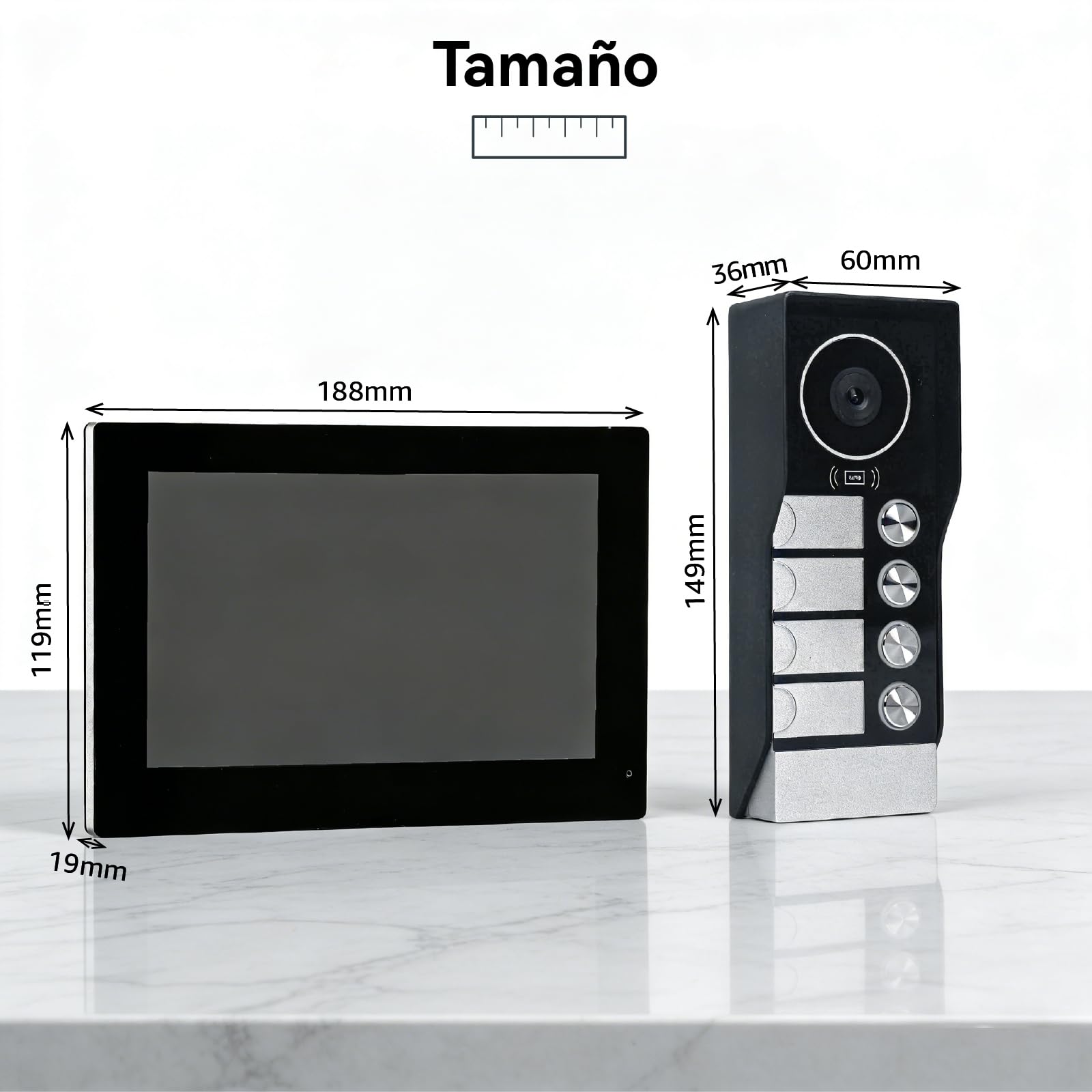 Videoportero WiFi 2 Hilos, Timbre Video Sistema Intercomunicador, Videoporteros Táctil 7",Timbre Metálico con Cámara,detección de Movimiento Humano, Kit para 4 familias