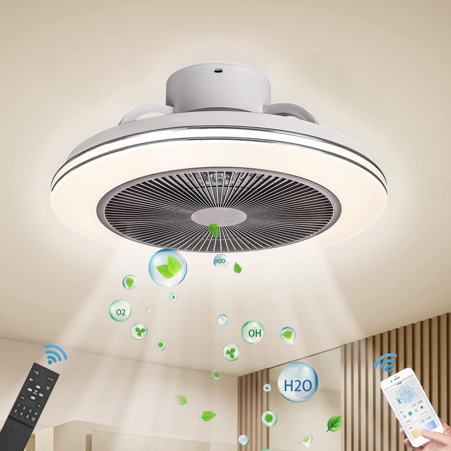Ventilatore da Soffitto 4 Pale Richiudibili Plafoniera LED e Telecomando 106 cm | Leroy Merlin