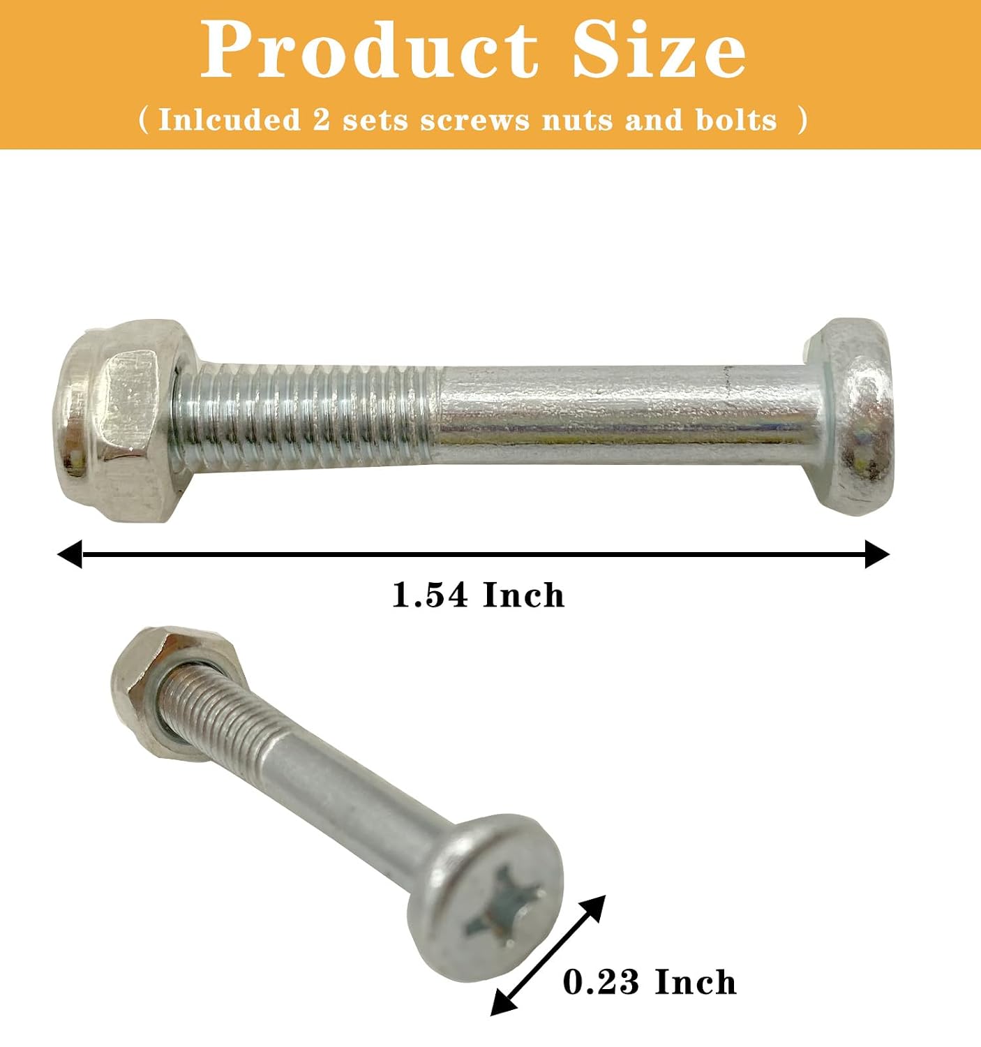 Zero Gravity Chair Replacement Screw & Nut for Repair 17" 19" 21" Gravity Chair Fabric, 1.54" Lenth 0.23“ Diameter, 2 Pack