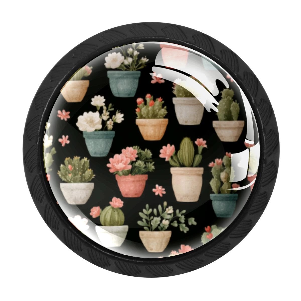 Heoeh Multi 12 4 Pcs Cabinet Knobs, Cactus Flower Floral Drawer Knobs Dresser Handles
