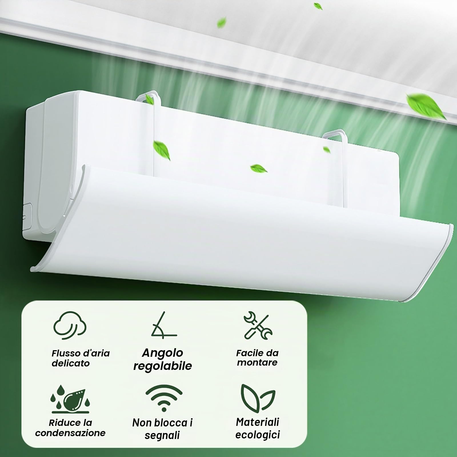 Deflettore Condizionatore Universale Rinforzato, Deflettore Aria Condizionata Split e a Parete, Pannello Anti-Flusso Diretto per Casa e Hotel(86x20cm/34x8in)