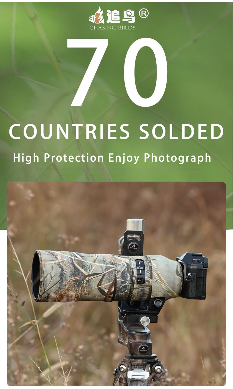 CHASING BIRDS Manteau de protection imperméable camouflage pour objectif Olympus 300 mm F4.0 IS PRO (nouveau camouflage roseau, avec TC 1,4X et 2,0X)