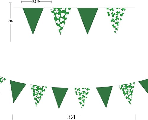 Miniatura 7 de Decoraciones de fiesta del día de San Patricio, tréboles verdes y blancos, tela triangular, banderines para el día de San Patricio, primavera,