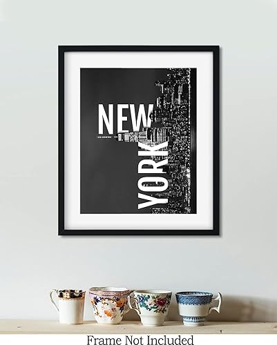 Miniatura 7 de Arte de pared blanco y negro con horizonte de la ciudad de Nueva York, decoración de habitación de Nueva York, destino de viaje, decoración del