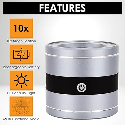 Miniatura 2 de Lupa iluminada con luz LED y UV, 10 aumentos, recargable, multifuncional, cristal, joyeros, monedas, sellos, gema reloj, reparación de teléfonos,