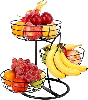 Fruktkorg med Bananhängare | Fruktförvaring i Järn för Köket för , Skafferi, Restaurang - Mat, Grönsaker, Potatis, Lök, Bröd, Snacks