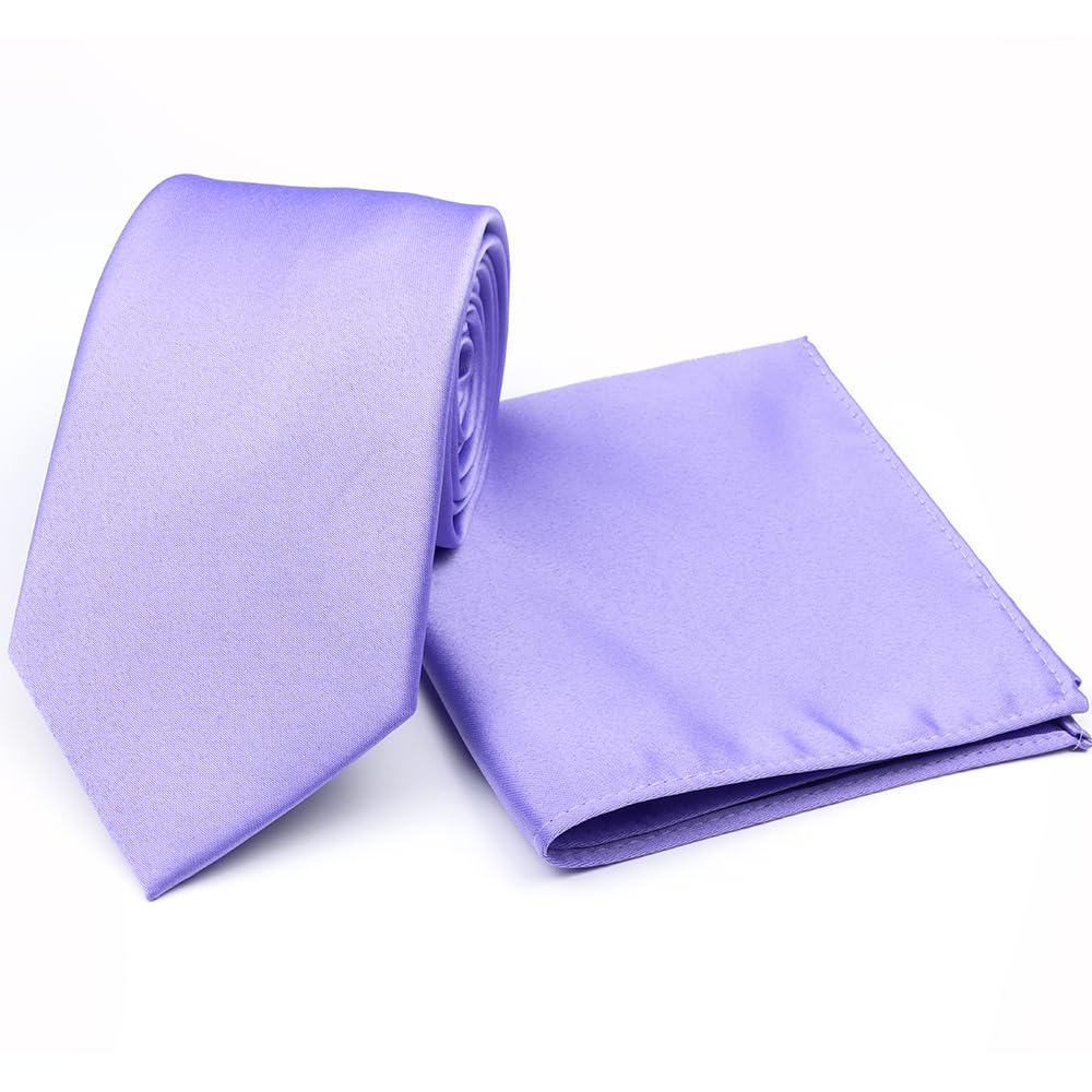 Jenson Samuel Mens Wedding Races Pastel Shades neck Tie & Pocket square set (lavender)