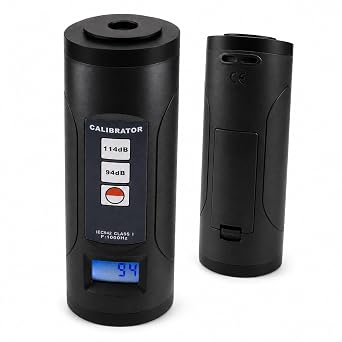 Sound Level Calibrator 94dB / 114dB Fits 1 and 1/2 Microphones Digital Decibel Meter Calibratior with 0.3dB High-Precision SPL Calibrator Digital LCD Display with Backlight
