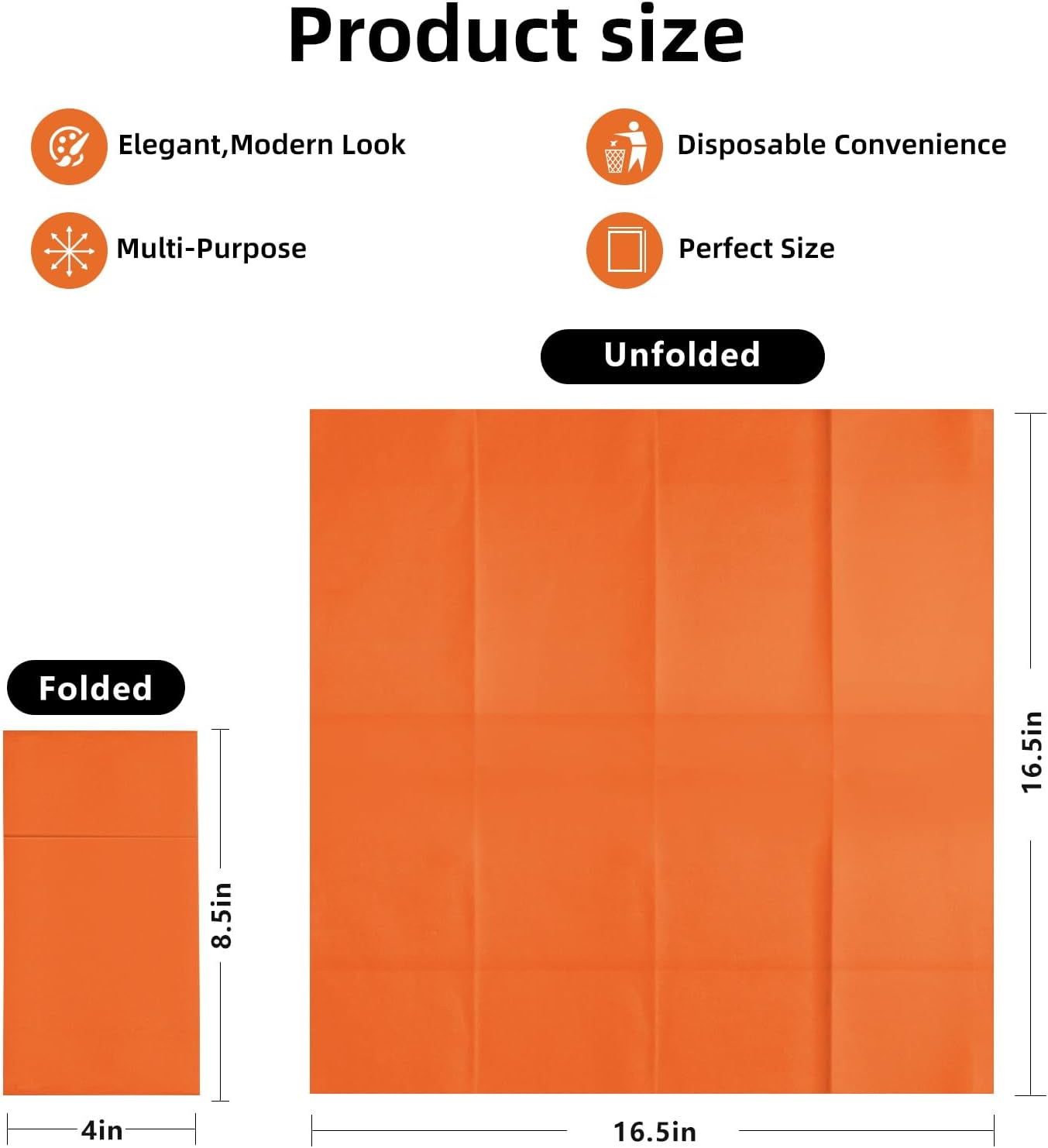 KAMMAK Napkins Disposbale 100 Pack Orange Cloth like Paper Dinner Napkins with Pocket Folded Wedding Napkin Guest Hand Towels for Party Reception, Bathroom, Kitchen, Restaurants (16.5 x 16.5 inch)