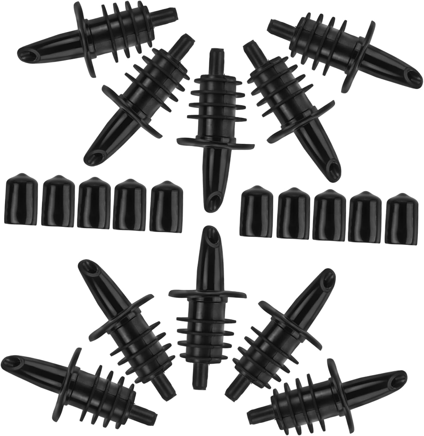 ULTECHNOVO 36pcs Multi-purpose Plastic Oil Pourer Reusable Dispenser Spouts for Wine Vinegar Oil Sauce Bottles Black