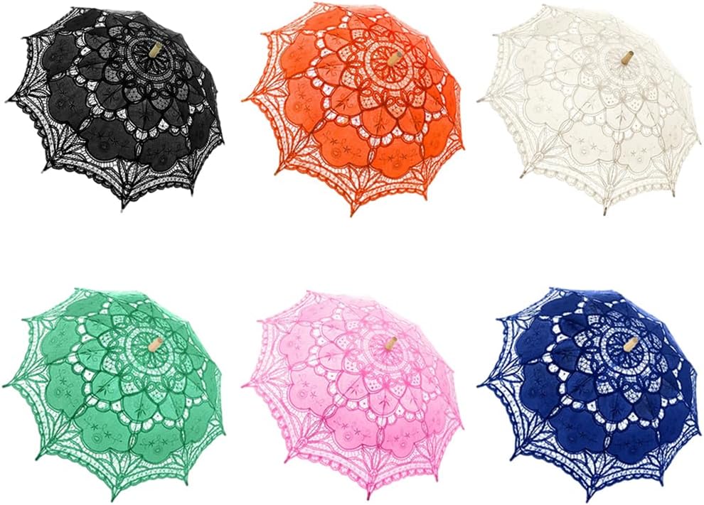 TopTie Vintage Lace Parasol, Wedding Bridal Umbrella, Photograph Parasol, Party Decorations Supplies - Image 9