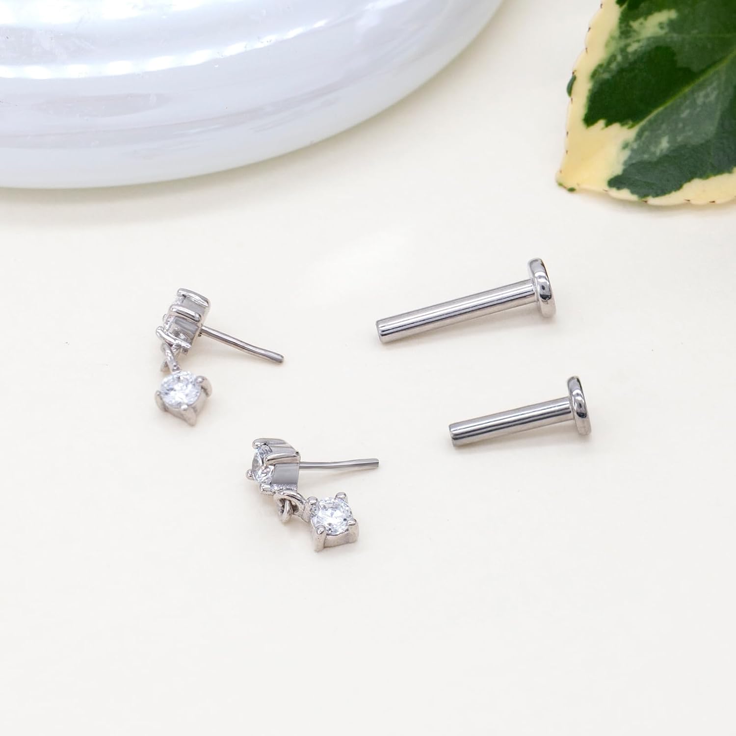 14K Gold Cartilage Earring Stud 16G Dangle Helix Tragus Rook Piercing Jewelry Threadless Flat Back Top Push in Labret Gold Medusa for Women Men