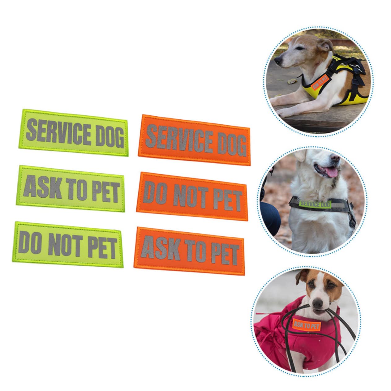 Toddmomy 30piezas Parche Reflectante para Arnés De Perro De Servicio Decorativos y Prácticos Incluye Do Not Pet y Service Dog para Paseos Nocturnos