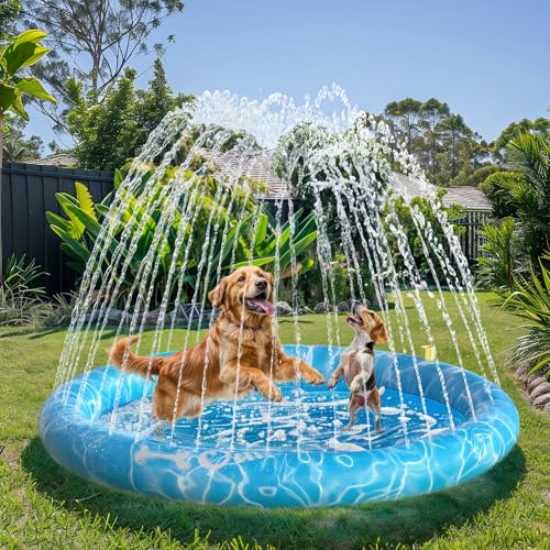 ALL FOR PAWS 51" Dog Splash Pad, Anti-Slip Splash Pad for Dogs, Thickened Splash Sprinkler Pad, Summer Outdoor Water Toy, Easy Setup with 1/2" Hose Connection, Adjustable Spray Height - image 2