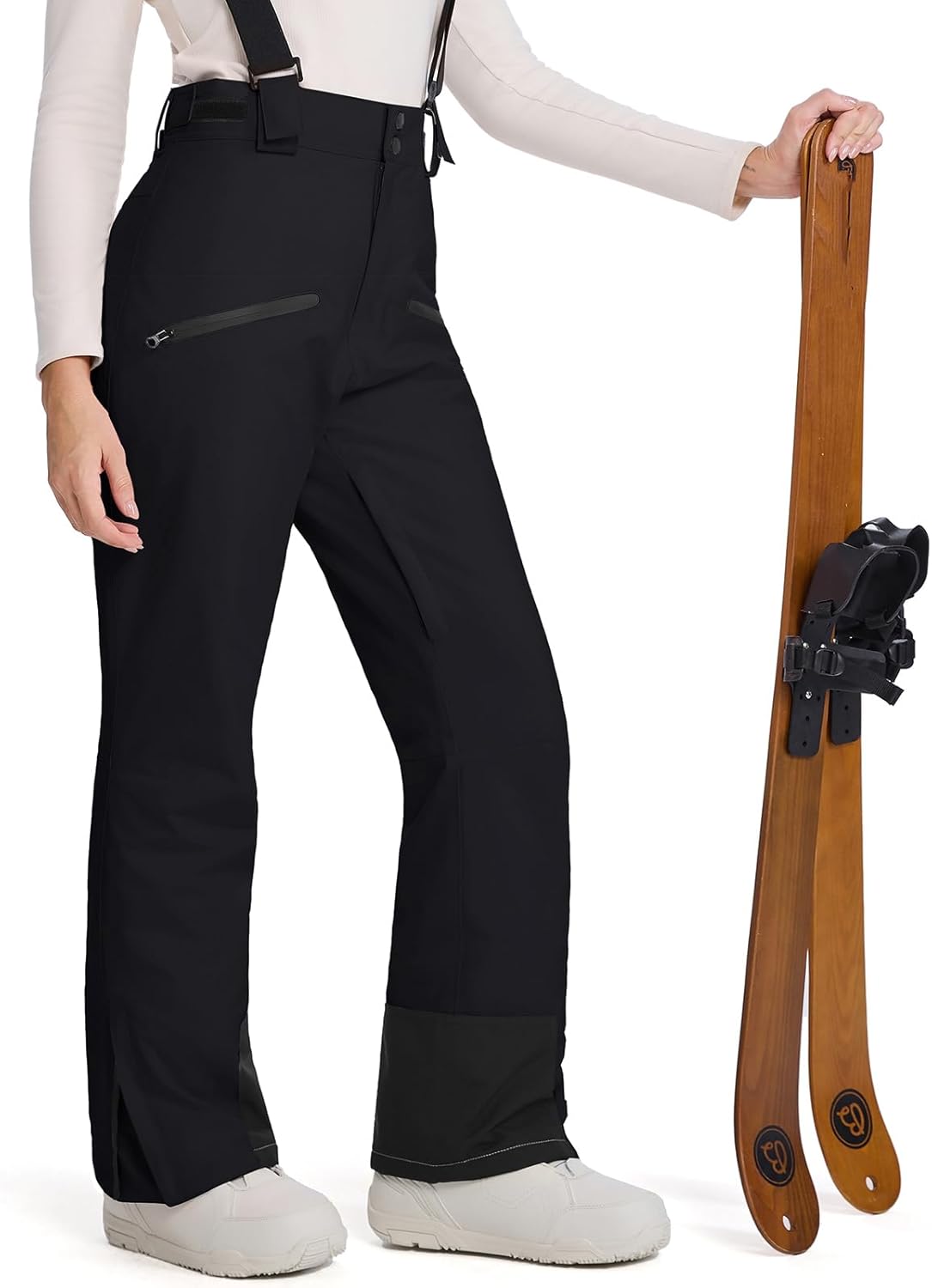 RIUIYELE Women's Detachable Ski Bib Pants Outdoor Windproof Waterproof Snow Pants Insulated Warm Pants - Image 3